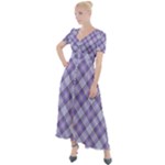 Purple Plaid Tartan 2 Diagonal Button Up Short Sleeve Maxi Dress