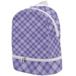 Purple Plaid Tartan 2 Diagonal Zip Bottom Backpack