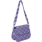 Purple Plaid Tartan 2 Diagonal Saddle Handbag