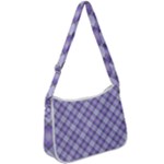 Purple Plaid Tartan 2 Diagonal Zip Up Shoulder Bag