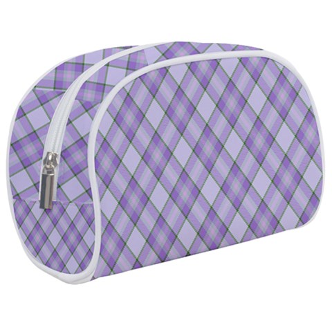 Purple Plaid Tartan 2 Diagonal Make Up Case (Medium) from ArtsNow.com