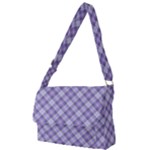 Purple Plaid Tartan 2 Diagonal Full Print Messenger Bag (L)