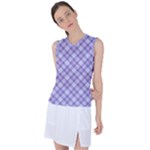 Purple Plaid Tartan 2 Diagonal Women s Sleeveless Sports Top