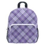 Purple Plaid Tartan 2 Diagonal Kids  Age 5-10 Lightweight School Backpack with Side Pockets