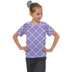 Purple Plaid Tartan 2 Diagonal Kids  Mesh Piece T-Shirt