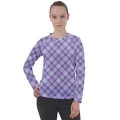 Purple Plaid Tartan 2 Diagonal Women s Long Sleeve Raglan T