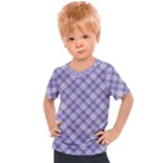 Purple Plaid Tartan 2 Diagonal Kids  Sports T-Shirt