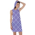 Purple Plaid Tartan 2 Diagonal Racer Back Hoodie Dress