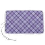 Purple Plaid Tartan 2 Diagonal Pen Storage Case (L)