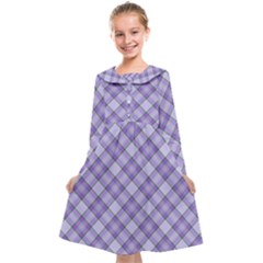 Purple Plaid Tartan 2 Diagonal Kids  Midi Sailor Dress from ArtsNow.com