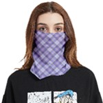 Purple Plaid Tartan 2 Diagonal Face Covering Bandana (Two Sides)