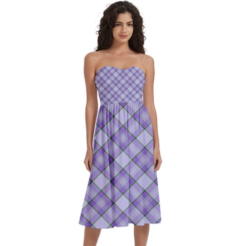 Purple Plaid Tartan 2 Diagonal Knee