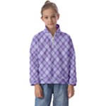 Purple Plaid Tartan 2 Diagonal Kids  Half Zip Hoodie