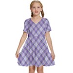 Purple Plaid Tartan 2 Diagonal Kids  Short Sleeve Tiered Mini Dress