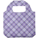 Purple Plaid Tartan 2 Diagonal Foldable Grocery Recycle Bag