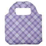 Purple Plaid Tartan 2 Diagonal Premium Foldable Grocery Recycle Bag