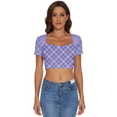 Short Sleeve Square Neckline Crop Top  