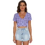 Purple Plaid Tartan 2 Diagonal V-Neck Crop Top