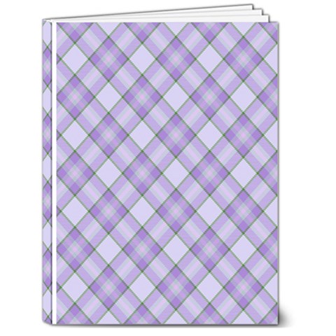 Purple Plaid Tartan 2 Diagonal 6  x 8  Hardcover Notebook from ArtsNow.com