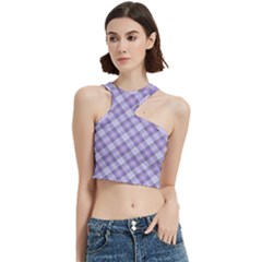 Purple Plaid Tartan 2 Diagonal Cut Out Top from ArtsNow.com