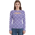 Purple Plaid Tartan 2 Diagonal Women s Cut Out Long Sleeve T-Shirt