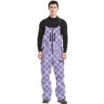 Purple Plaid Tartan 2 Diagonal Men s Front Zip Ski And Snowboard Bib Pants