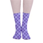 Purple Plaid Tartan 2 Diagonal Smooth Crew Length Tube Socks