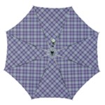 Purple Plaid Tartan 2 Diagonal Automatic Folding Umbrella with Case (Medium)