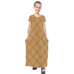 Autumn Fall Plaid Tartan 1 Diagonal Kids  Short Sleeve Maxi Dress