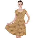 Autumn Fall Plaid Tartan 1 Diagonal Cap Sleeve Midi Dress With Pockets