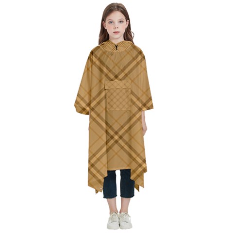 Autumn Fall Plaid Tartan 1 Diagonal Kids  Hooded Rain Ponchos from ArtsNow.com