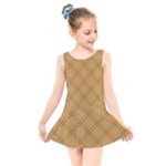 Autumn Fall Plaid Tartan 1 Diagonal Kids  Skater Dress Swimsuit