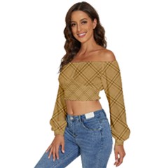 Long Sleeve Crinkled Weave Crop Top 