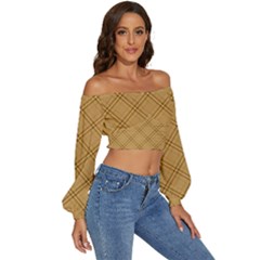 Long Sleeve Crinkled Weave Crop Top 