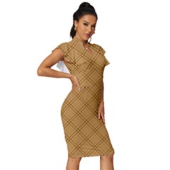 Vintage Frill Sleeve V-Neck Bodycon Dress 