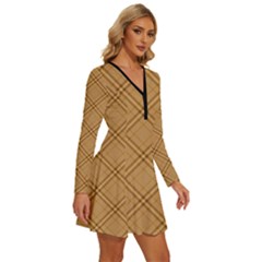 Long Sleeve Deep V Mini Dress  