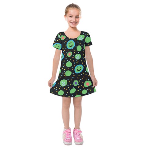 Doodle Dot Drawing Kids  Short Sleeve Velvet Dress from ArtsNow.com