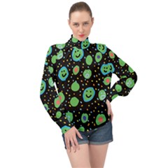 High Neck Long Sleeve Chiffon Top 