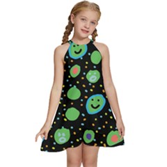 Kids  Halter Collar Waist Tie Chiffon Dress 