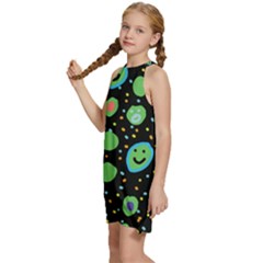 Kids  Halter Collar Waist Tie Chiffon Dress 