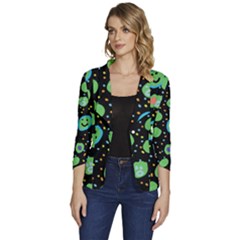 Women s One-Button 3/4 Sleeve Short Jacket 