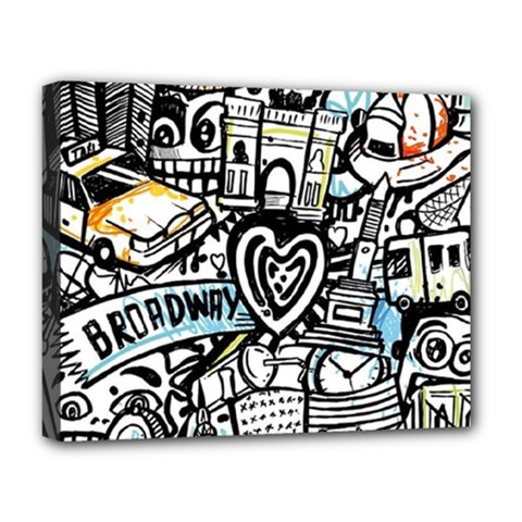 Doodle New York City Nyc Deluxe Canvas 20  x 16  (Stretched) from ArtsNow.com