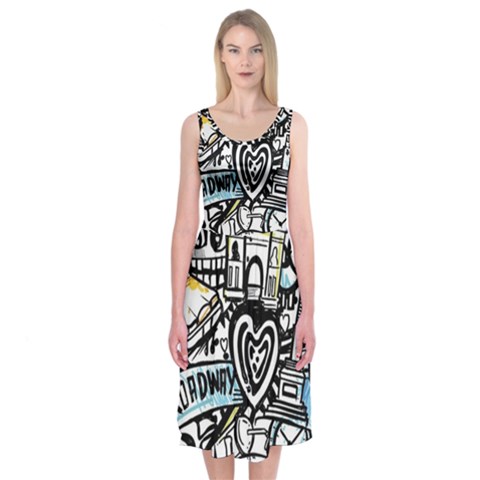 Doodle New York City Nyc Midi Sleeveless Dress from ArtsNow.com