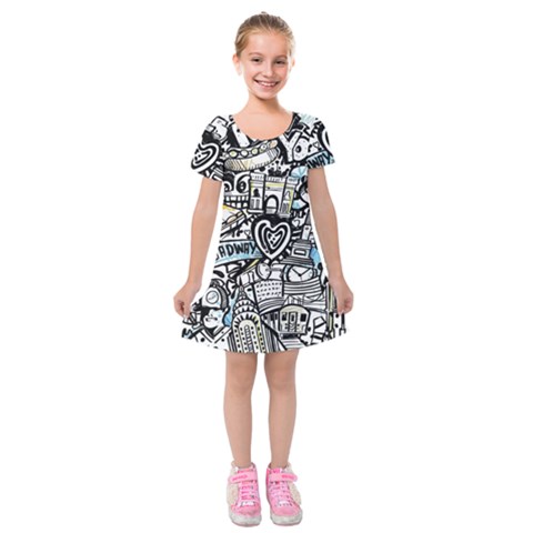 Doodle New York City Nyc Kids  Short Sleeve Velvet Dress from ArtsNow.com