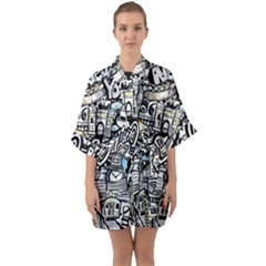 Half Sleeve Satin Kimono  