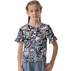 Kids  Cuff Sleeve Scrunch Bottom T-Shirt 