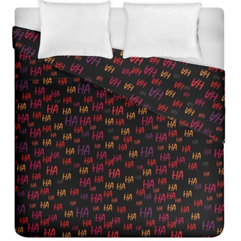 Pattern Ha Ha Ha  Abstract Black Dark Doodle Hahaha Pattern Physco Duvet Cover Double Side (King Size) from ArtsNow.com