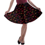 Pattern Ha Ha Ha  Abstract Black Dark Doodle Hahaha Pattern Physco A-line Skater Skirt