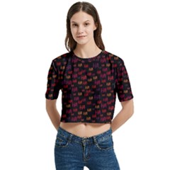 Women s Round Neck Short Sleeve Crop Top 