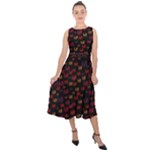 Pattern Ha Ha Ha  Abstract Black Dark Doodle Hahaha Pattern Physco Midi Tie-Back Chiffon Dress